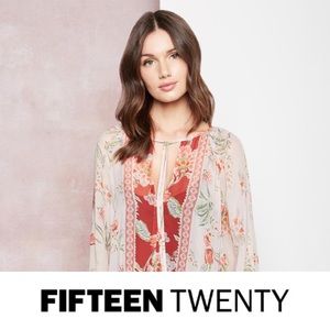 NWT Fifteen Twenty Border Print Peasant Top SZ S